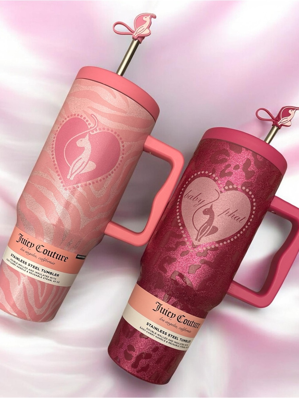 Juicy Couture/Baby Phat Pink or Hot Pink Heart Logo Travel Tumbler 40 oz